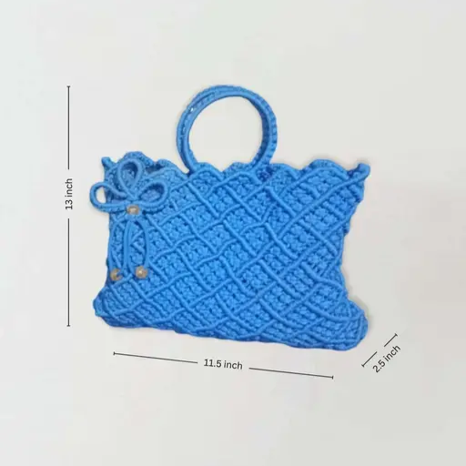 Macrame tote Bag - Blue