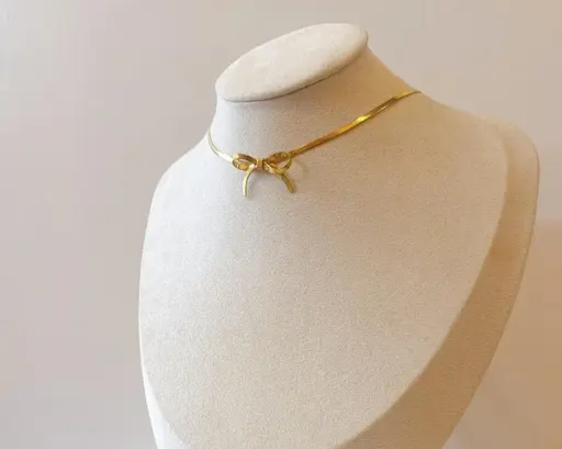 Gold Plated Cute Bow Necklace