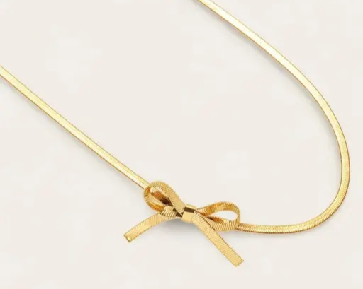 Gold Plated Cute Bow Necklace