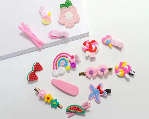 Multi Unicorn Ice Cream Cartoon Hair Clips - Set