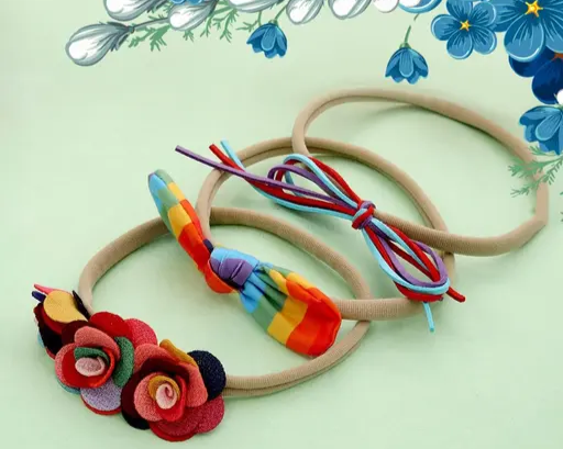 Baby Bow Stretchable Hairband for Kids - 3 pack Rainbow