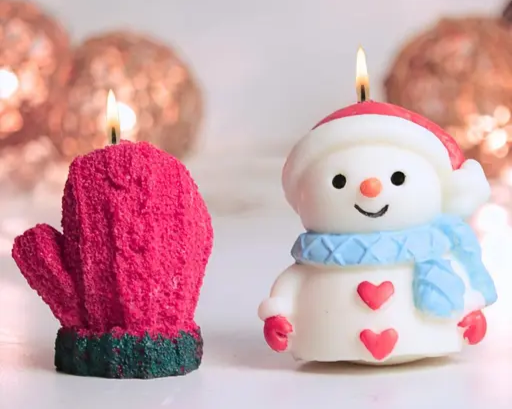 Cute Snowman & Mitten Shaped Christmas candle