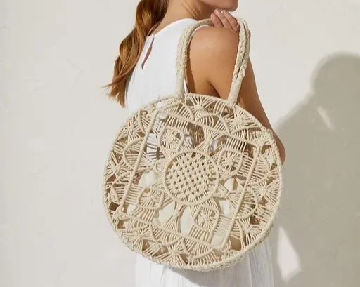 Boho Macrame Cotton Round Side Hand bag for Women