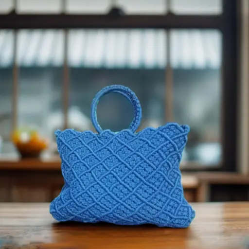 Macrame tote Bag - Blue