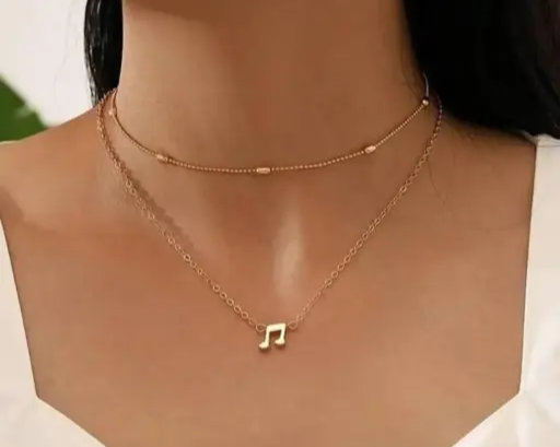 Music Note Layered Necklace