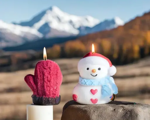 Cute Snowman & Mitten Shaped Christmas candle