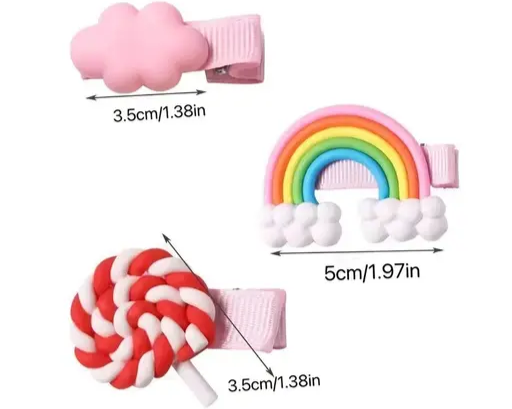 Multi Unicorn Ice Cream Cartoon Hair Clips - Set