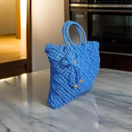 Macrame tote Bag - Blue